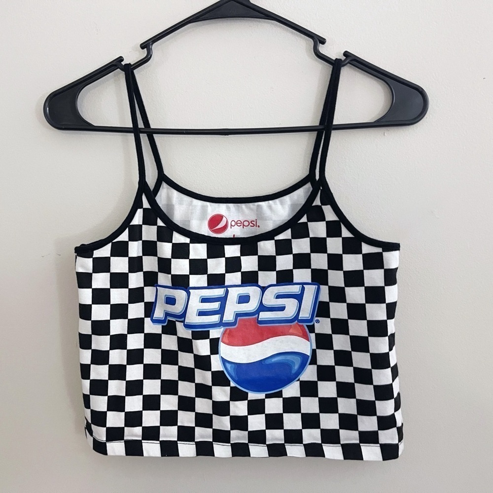 Pepsi Logo Checkered Croptop Festival Summer Rave Skater Grunge - Picture 1 of 6